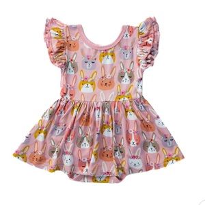 NWT - Little Sleepies - Boho Bunnies Twirl Dress with Bodysuit - 18-24mos